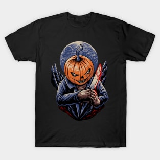 halloween pumpkin with knife illustration T-Shirt